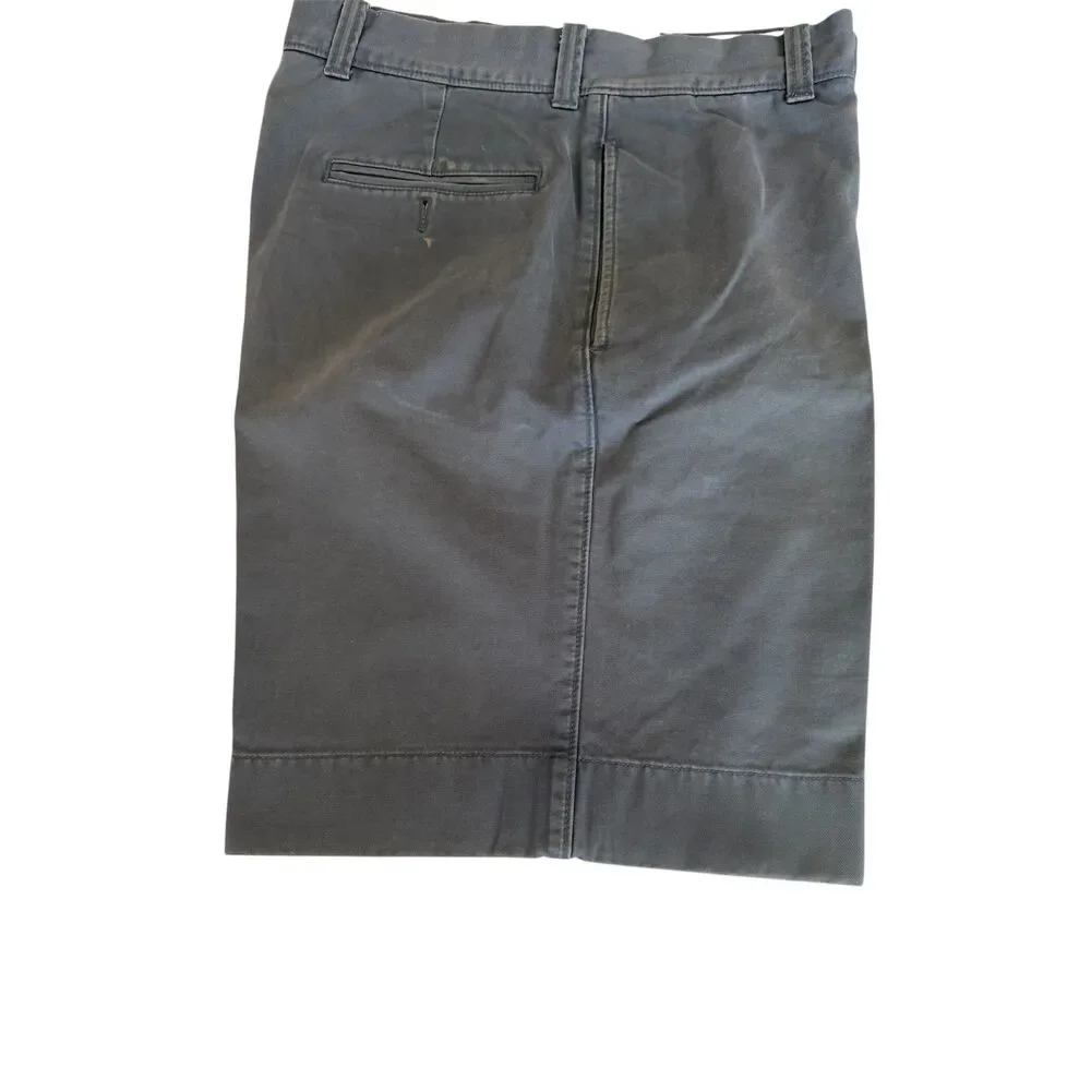 J.Crew Mens Button Fly Chino Shorts Slate Blue Grey Cotton Casual Flat Front